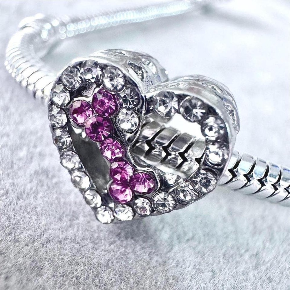 Heart Shaped Pink Puppy Bone Charm Dog Jewelry fits PANDORA